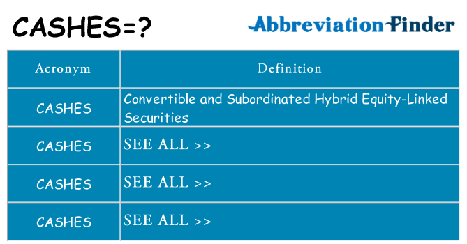 What does cashes stand for