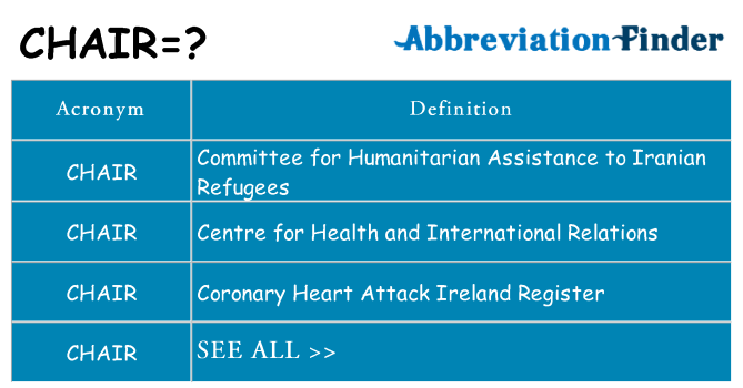 What does chair stand for