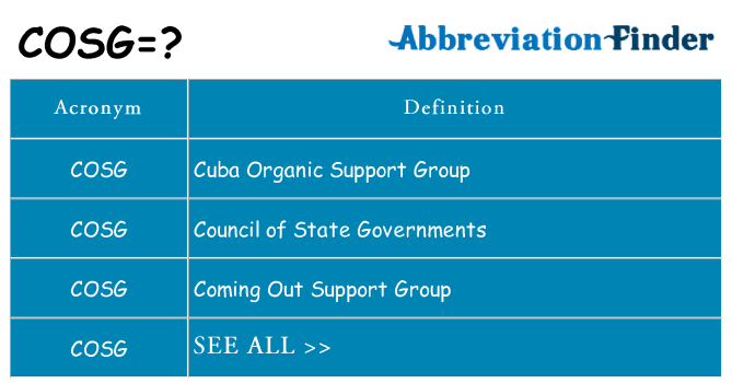 What does cosg stand for