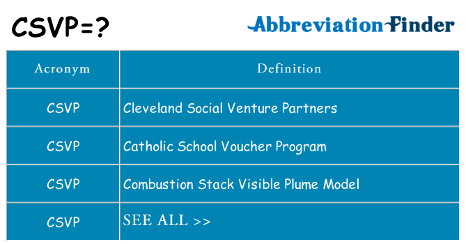 What does CSVP mean? - CSVP Definitions