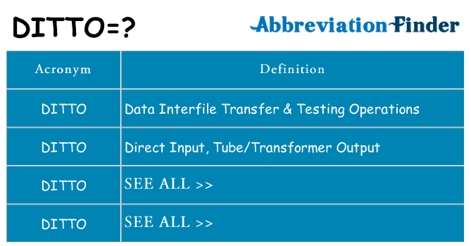 What does DITTO mean? - DITTO Definitions