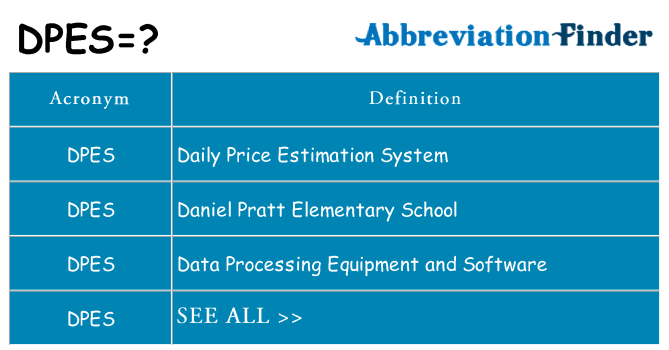 What does dpes stand for
