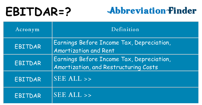 What does ebitdar stand for