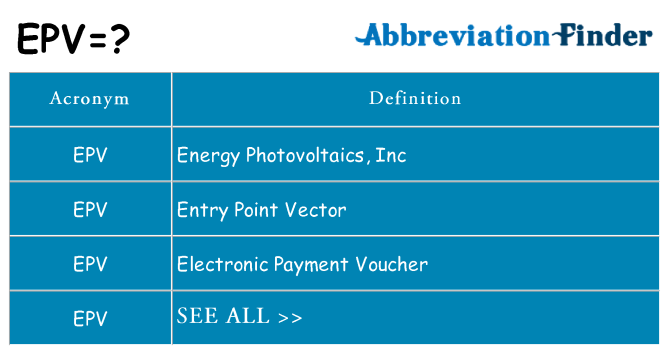 What does epv stand for