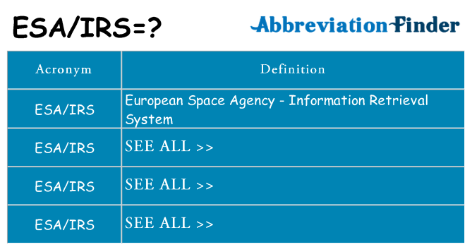 What Does ESA IRS Mean ESA IRS Definitions Abbreviation Finder what-does-esa-irs-mean-esa-irs-definitions-abbreviation-finder