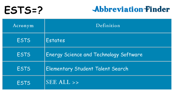 What Does Ests Mean Ests Definitions Abbreviation Finder