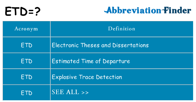 etd meaning in tourism