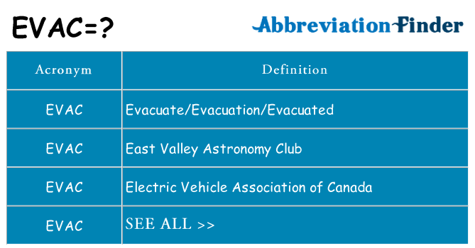 What does evac stand for
