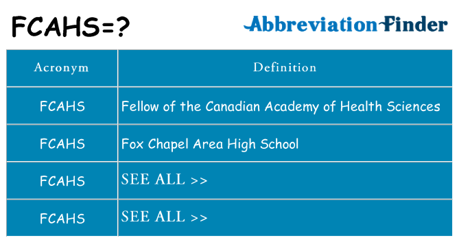 What does fcahs stand for