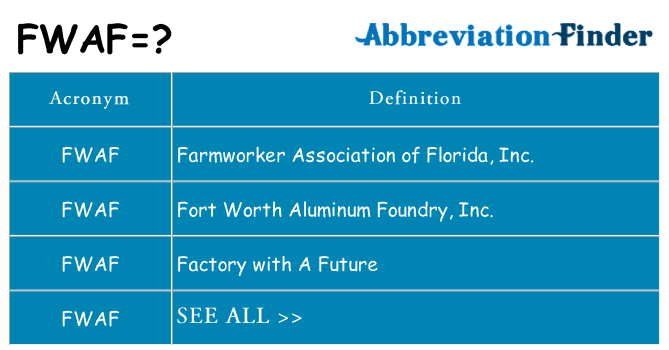What does fwaf stand for