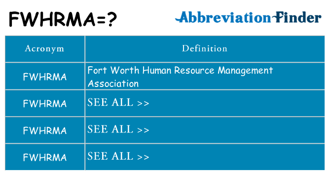 What does fwhrma stand for