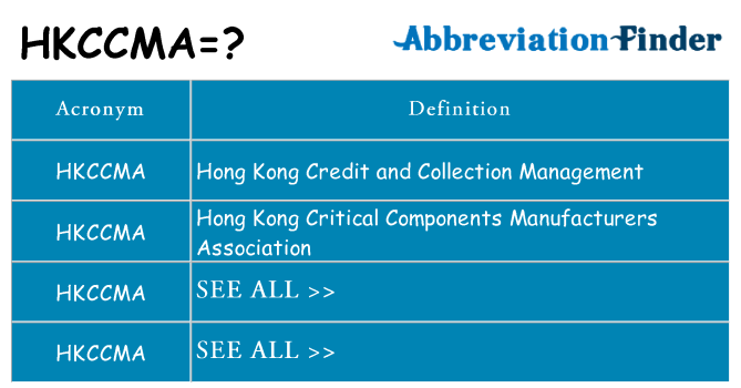 What does hkccma stand for