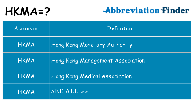 What does hkma stand for