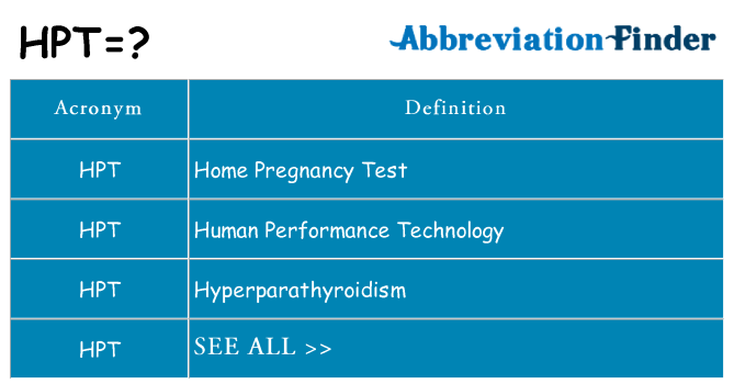 What does hpt stand for