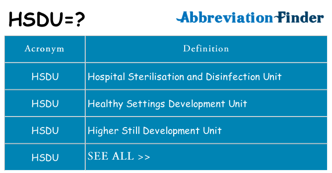 What does hsdu stand for