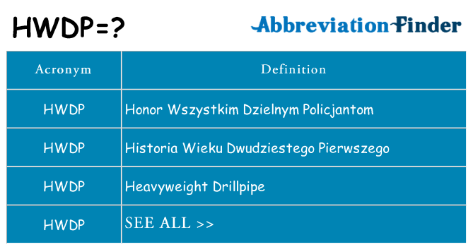 What does hwdp stand for