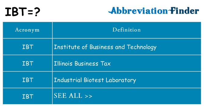 What does ibt stand for