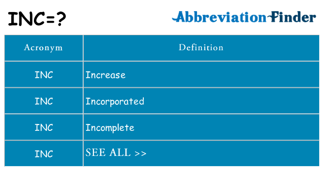 What does inc stand for