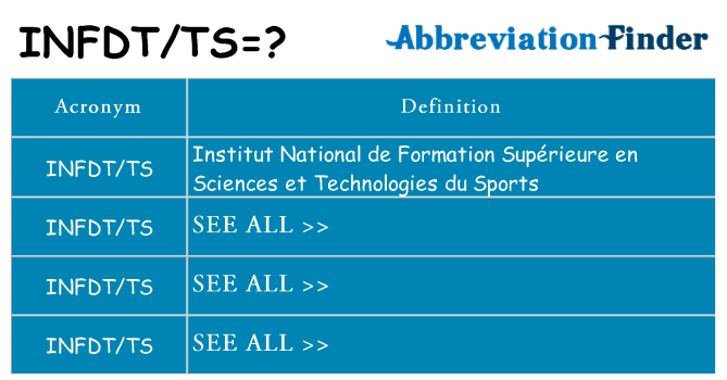 What does infdtts stand for