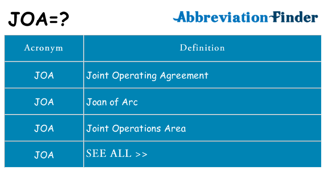 What does joa stand for