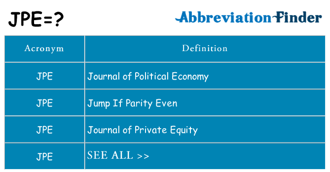 What does jpe stand for