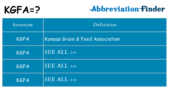 What does kgfa stand for