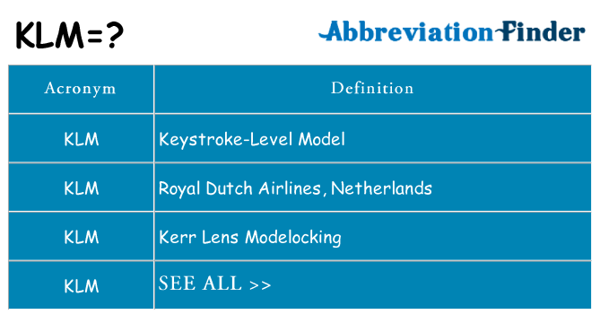 What does klm stand for