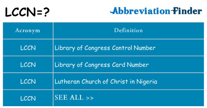 What does lccn stand for