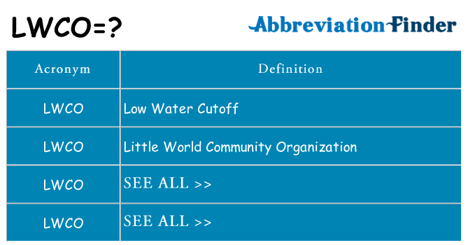 What does lwco stand for