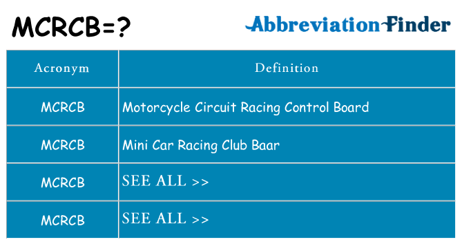 What does mcrcb stand for