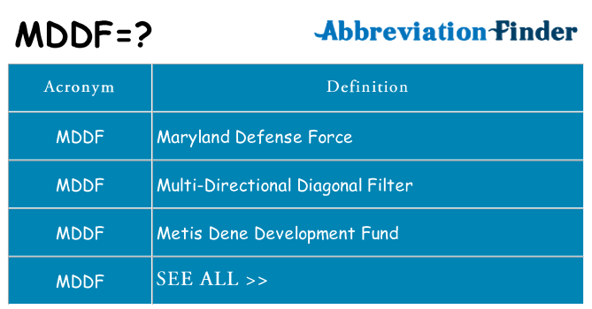 What does mddf stand for