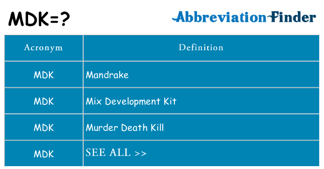 What does mdk stand for