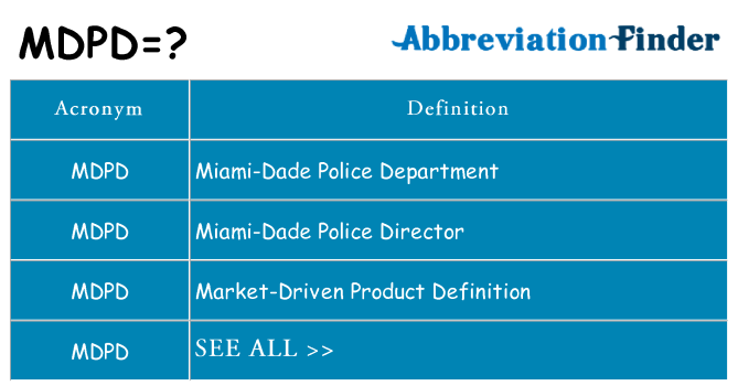 What does mdpd stand for