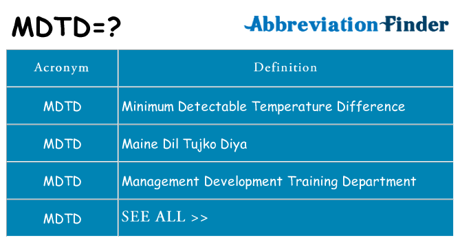 What does mdtd stand for