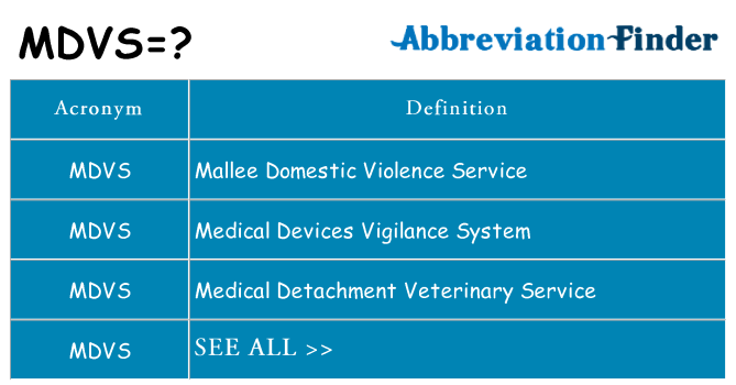 What does mdvs stand for