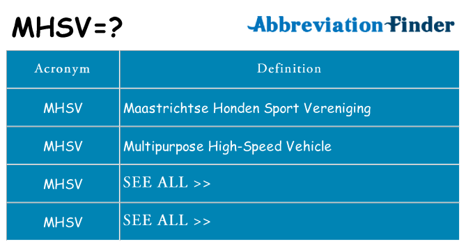 What does mhsv stand for