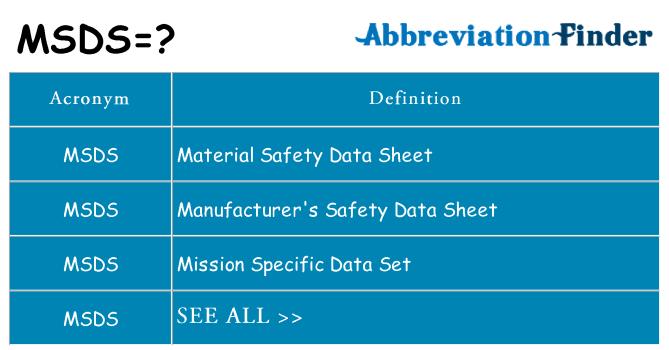 What does msds stand for