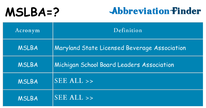What does mslba stand for