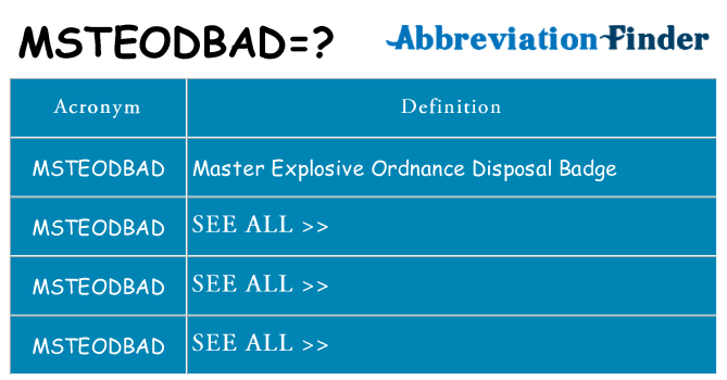 What does msteodbad stand for