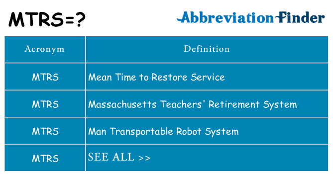 What does mtrs stand for