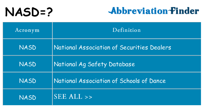 What does nasd stand for