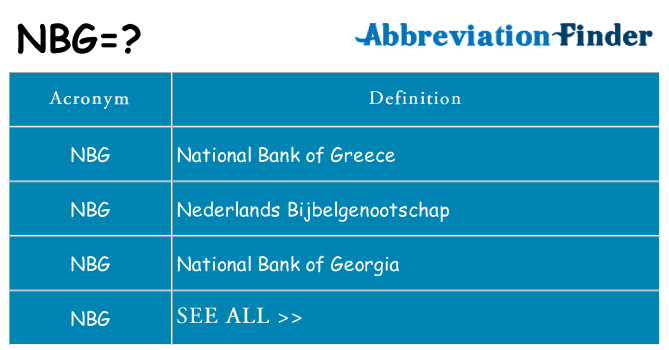 What does nbg stand for