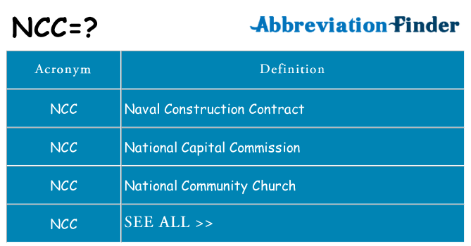 What Does NCC Mean 