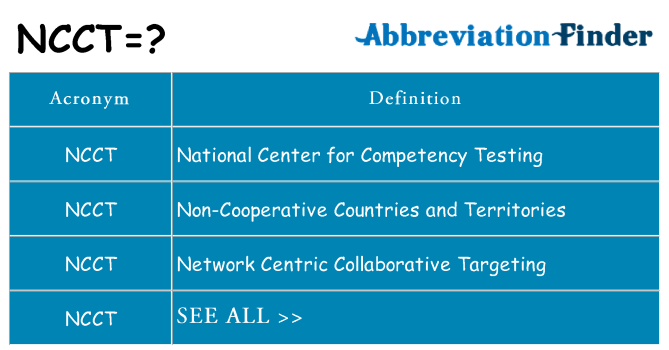 What does ncct stand for