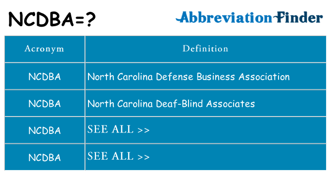What does ncdba stand for
