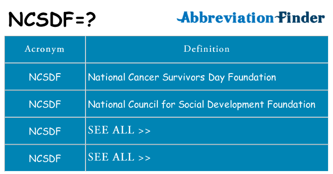 What does ncsdf stand for