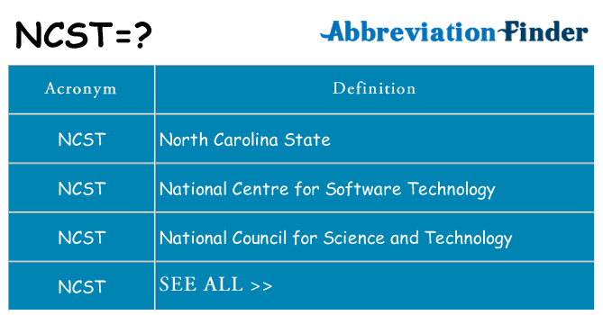 What does NCST mean?