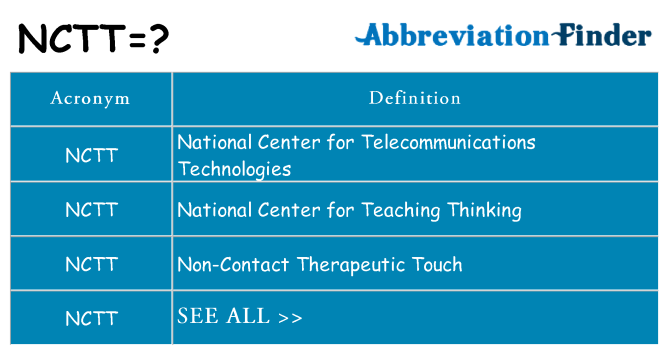 What does nctt stand for