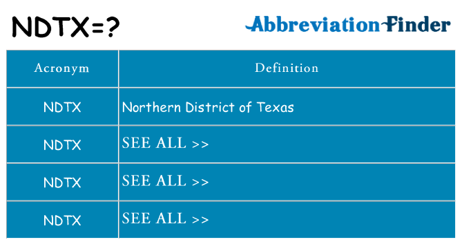 What does ndtx stand for