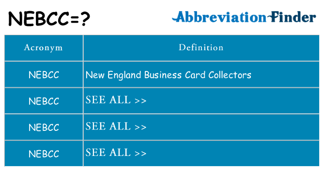 What does nebcc stand for